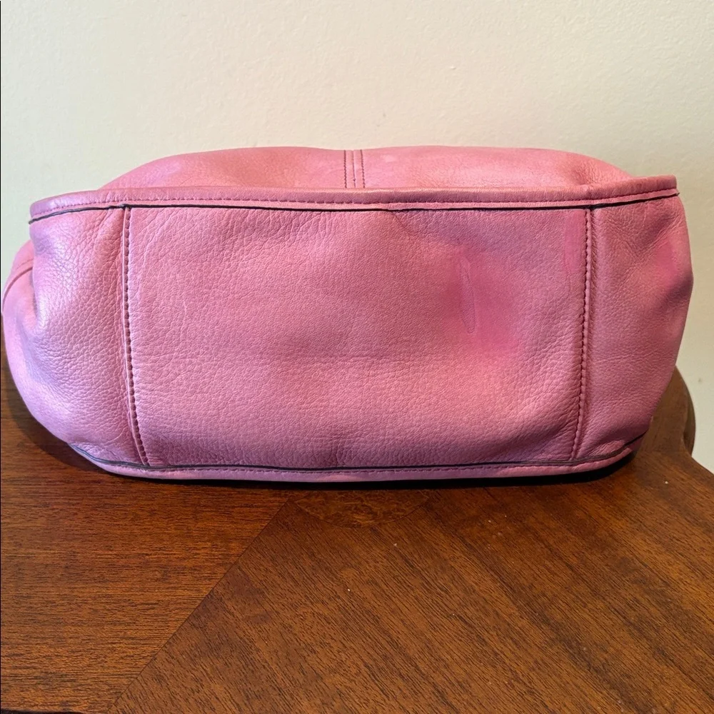 B Makowsky  shoulder bag  satchel smooth leather  faded rose  whip stitch strap - Picture 9 of 17